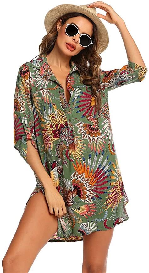 Ekouaer Womens Swimsuit Beach Cover Up Shirt Bikini Beachwear Bathing