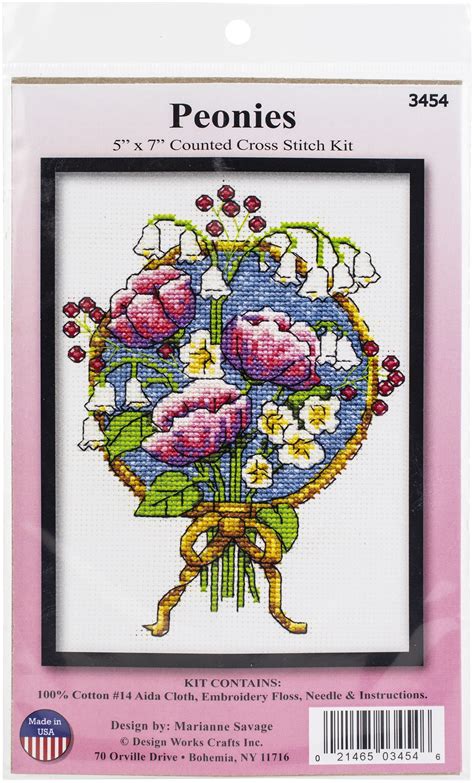 Design Works Counted Cross Stitch Kit X Peonies Count