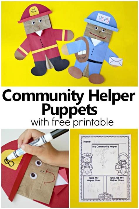 Is there a place for crafts in preschool? Community Helper Puppets | Community helpers preschool ...