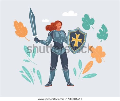 Cartoon Vector Illustration Knight Girl Woman Stock Vector Royalty