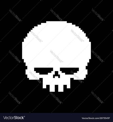 Skull Pixel Art Head Of Skeleton Pixelated Vector Image