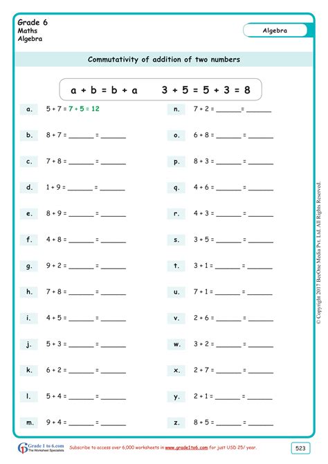 Free Math Worksheets For Grade 6class 6ib Cbseicsek12 And All