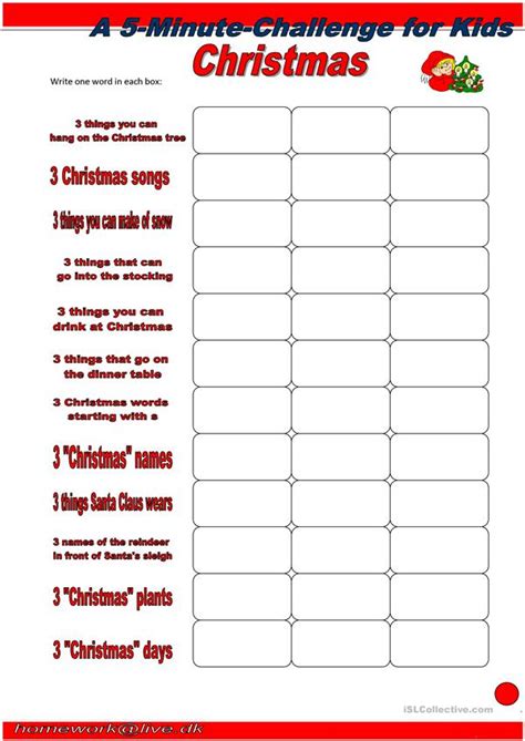 Once the kids have brainstormed. A 5-Minute Activity for Kids on Christmas worksheet - Free ESL printable worksheets made by teachers
