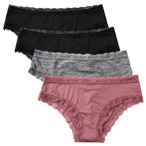 Charmo Women S Panties Hipster Lace Trim Cheeky Soft Comfy Underwear Pack Walmart Com