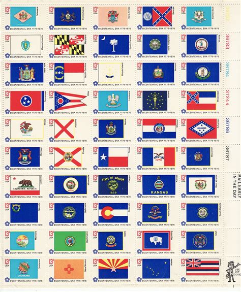 1976 Us State Flags 13¢ Complete Sheet Set Of 50 Mnh Sc 1633 1682