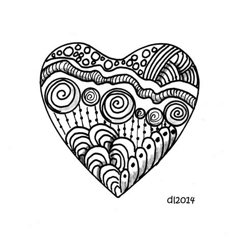 Simple Zentangle Heart Doodle Art Drawing Zentangle Patterns Doodle Art