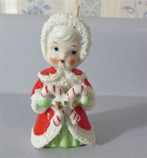 Vtg Ceramic Christmas Figurine Angel Christmas Spaghetti Trim Lefton