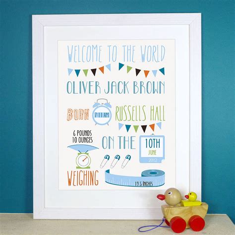 Our personalized baby gifts are made with the softest organic materials available. Personalised Baby Birth Print By The Little Paper Company ...