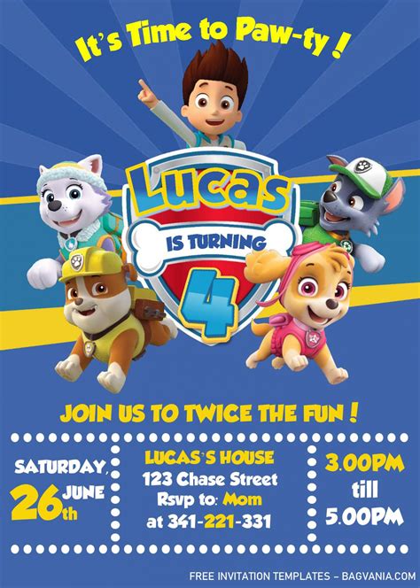 Printable Paw Patrol Birthday Invitations