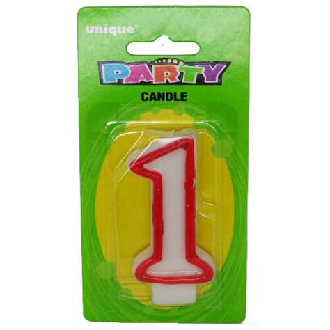 1 Red And White Numbered Candle Discount Party Warehouse