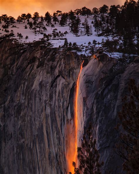 Travel Views Waterfall Yosemite Sunset Photography