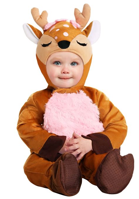 Cozy Deer Halloween Costume Baby 12 24 Bambi Reindeer Fawn W Hood Suit