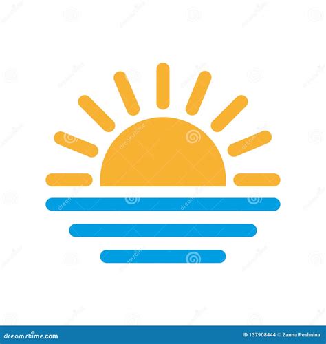 Sunrise And Sunset At Beach Vector And Illustration Icon Stock Vector