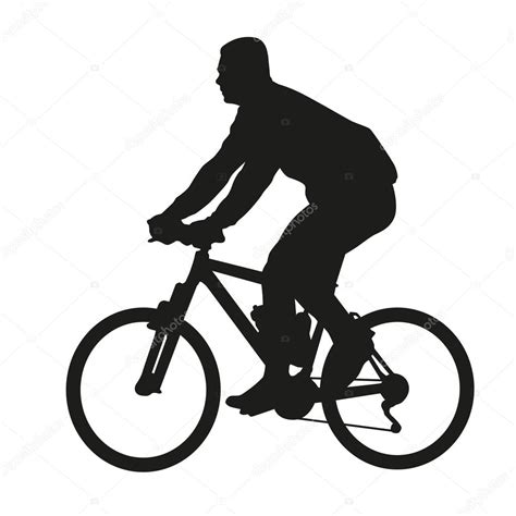 Cyclist On Mountain Bike Vector Silhouette — Stock Vector © Msanca