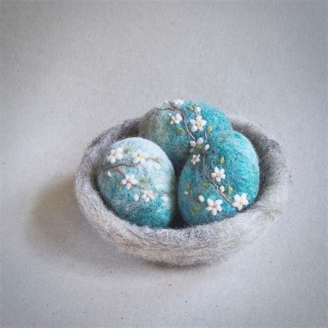 Needle Felted Blossom Eggs By The Lady Moth Spring Eggs Decor