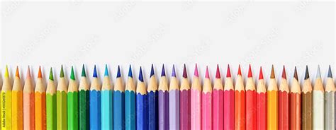 Color Pencils Isolated On White Background Close Up With Clipping Path