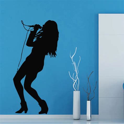 hot sexy girl music vinyl wall girl singer microphone music cool decor rock pop for bedroom