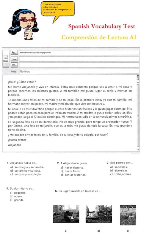 Spanish Test Spanish Vocabulary Test Reading A1