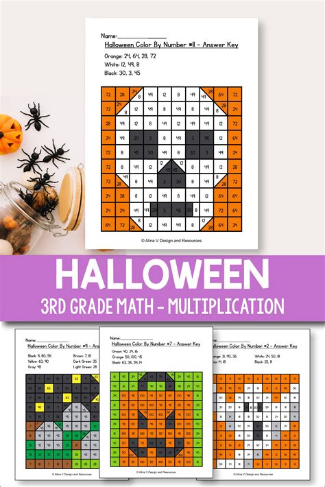 Halloween Math Activities 3rd Grade Fun Multiplication Worksheets Color