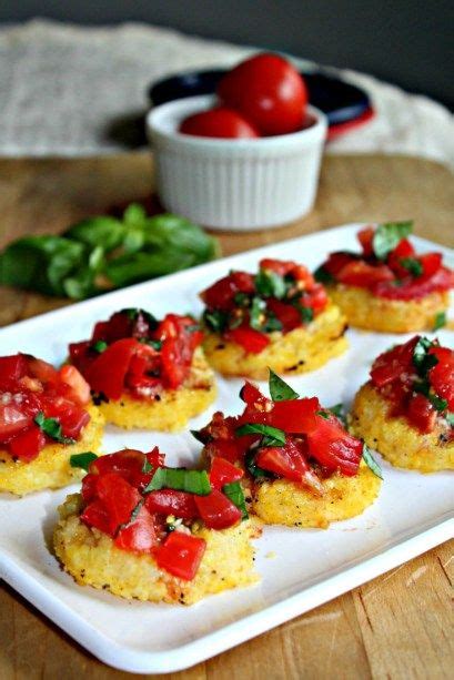 Lightly coat with cooking spray or oil. Grilled polenta bruschetta is made with rounds of grilled ...