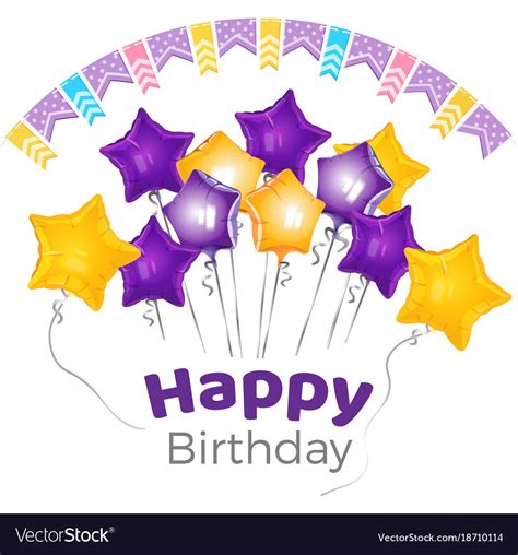 Happy Birthday Greeting On Banner With Star Shaped