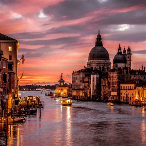 Pink Sunset At Canal Grande And San Marco In Venice Or Venezia Italyphotography Italy
