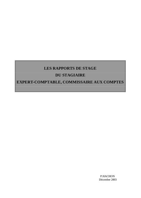 Exemple Page De Garde Rapport De Stage