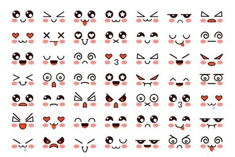 Premium Vector Collection Of Kawaii Face Expressions