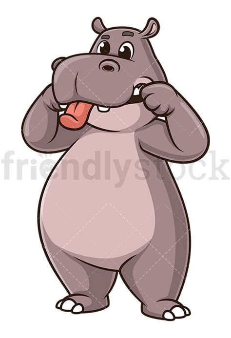 Funny Hippo Cartoon Clipart Vector Friendlystock