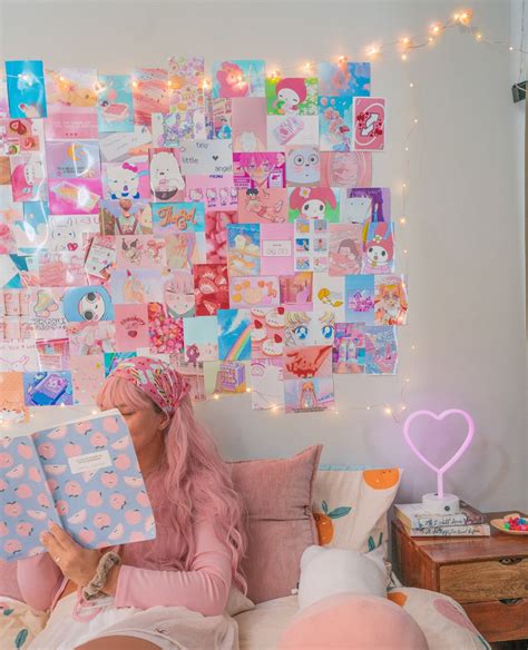 anime aesthetic wall collage kit kawaii room decor anime etsy