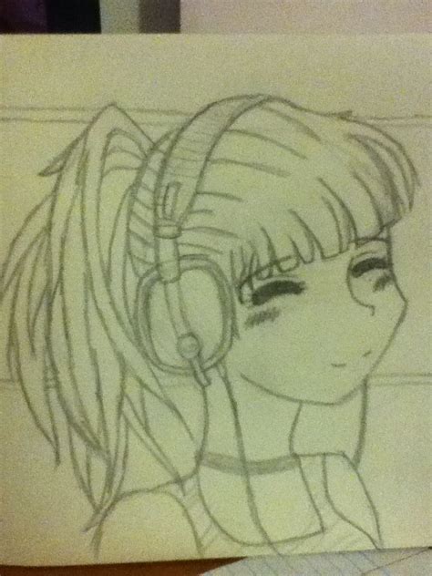 Anime Girl With Headphones I Learned How To Draw This From A Channel