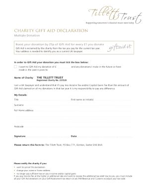Fillable Online Charity Gift Aid Declaration Multiple Donation BSOFTb