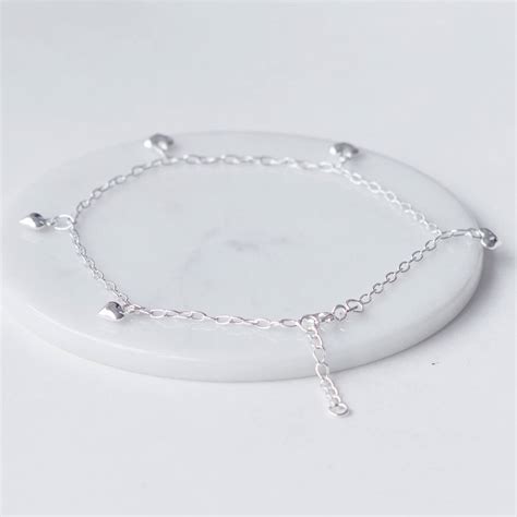 Silver Heart Anklet By Peony Love