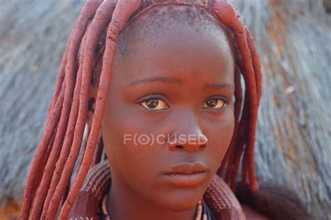 Local Woman In Village Of Himba Tribe Poor African Stock Photo
