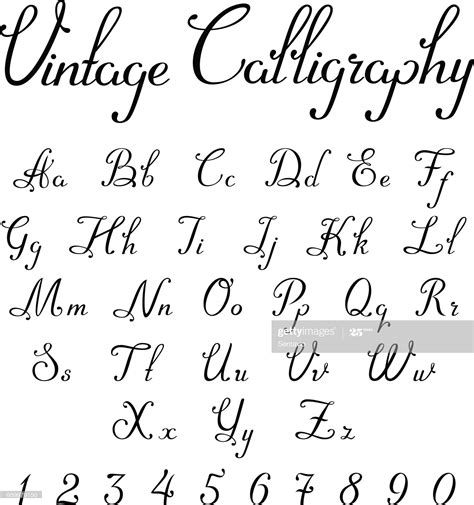 An Old English Alphabet With Cursive Letters And Numbers In The Style