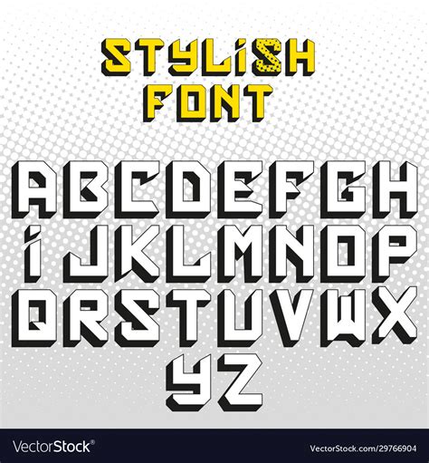 Cool High Detail Comic Font Alphabet In Style Vector Image