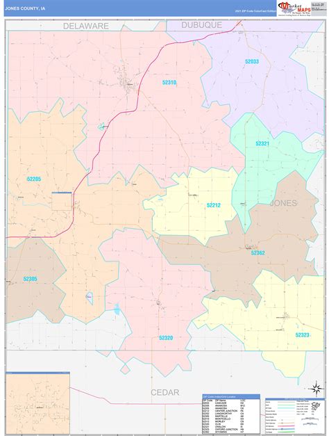 Jones County Ia Wall Map Color Cast Style By Marketmaps Mapsales