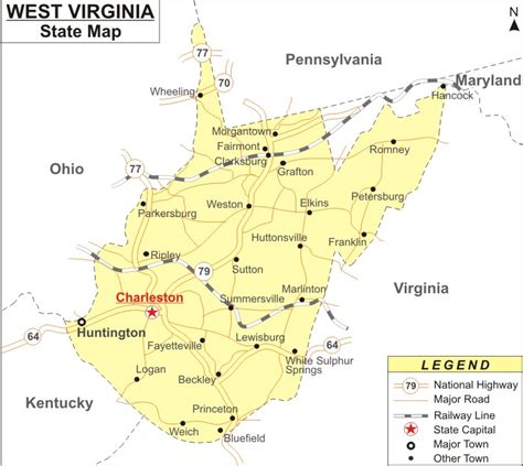 West Virginia Map Map Of West Virginia State Usa Highways Cities Roads Rivers