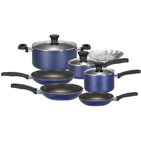 T Fal Banquet 10 Piece Blue Cookware Set Free Shipping Today