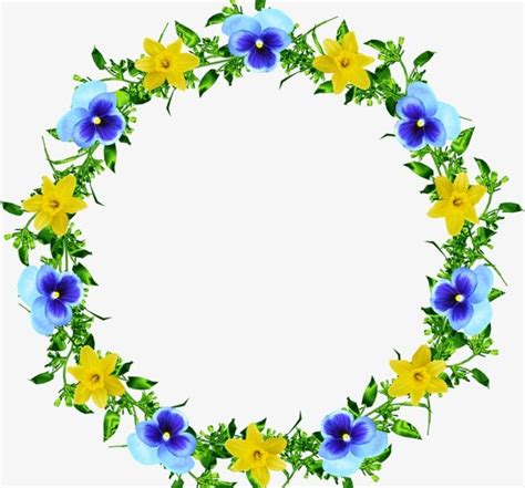 Blue And Yellow Decorative Flowers Garland Flower Background Design