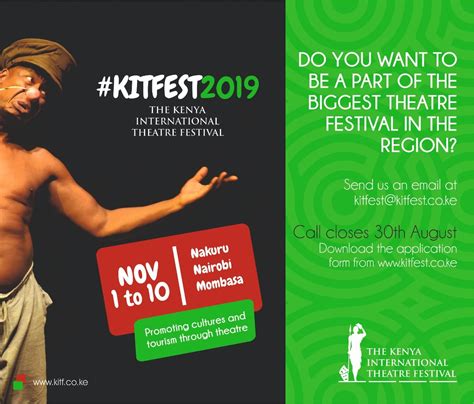 2019 Kenya International Theatre Festival Call For Applications The