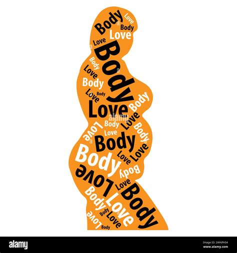 Stop shaming yourself! Orange silhouette of plus-size model with words