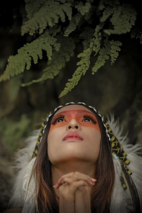 Native American Girl Looking Up And Praying Image Free Stock Photo