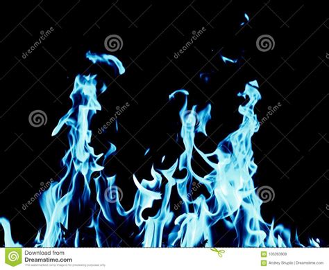 Abstrakter Hintergrund Des Feuers Der Blauen Flamme Auf Schwarzem