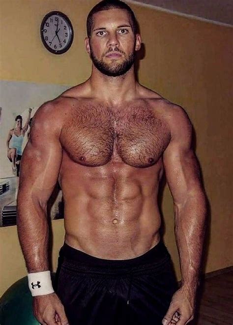 Shirtless Male Muscular Sexy Masculine Beefcake Hunk Beard Guy Photo
