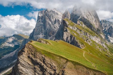 Beautiful Landscape Of Seceda Peak In Dolomites Alps Odle Mountain