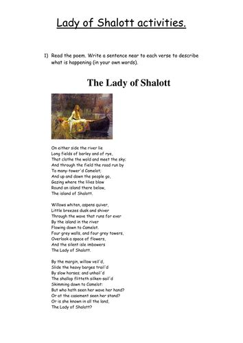 Lady Of Shalott By Ceria Teaching Resources Tes