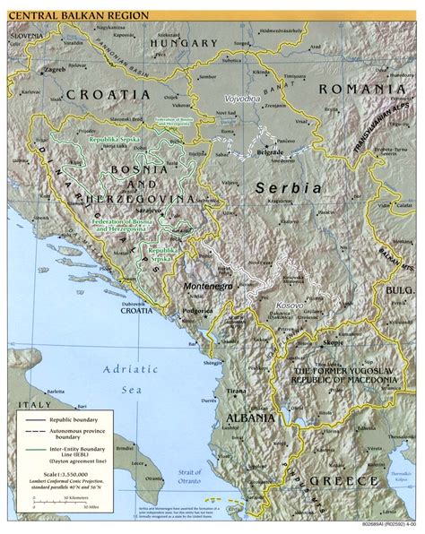 Western Balkans Physical Map 2000 Full Size