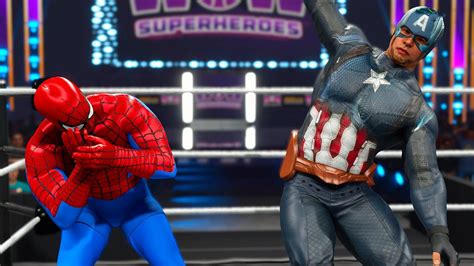 Spiderman Vs Captain America Superhero Wrestling Battle Wwe 2k23