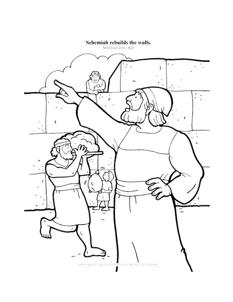 Nehemiah Rebuilding The Wall Coloring Page